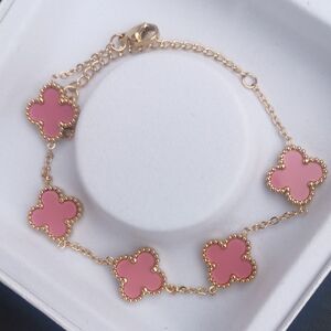 Pink/Coral Clover Bracelet/ V.C. / V.C&A Inspired